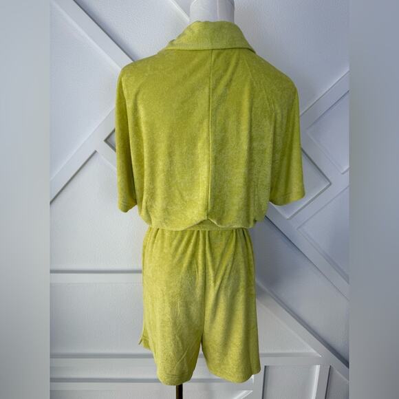 NWT Andie Swim Terry Button-Up Short Romper Honeysuckle Swim Cover Size Medium - Picture 4 of 8